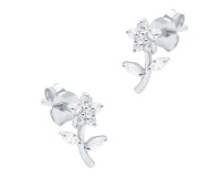 Beautiful Flower CZ Silver Stud Earring STS-6666